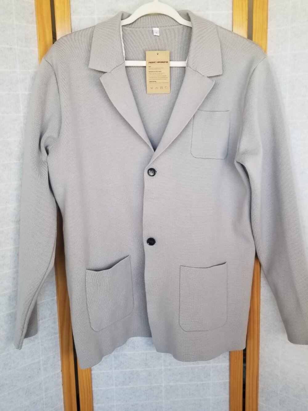 New Men's Knit Blazer Cotton Linen Gray Size Large NWT